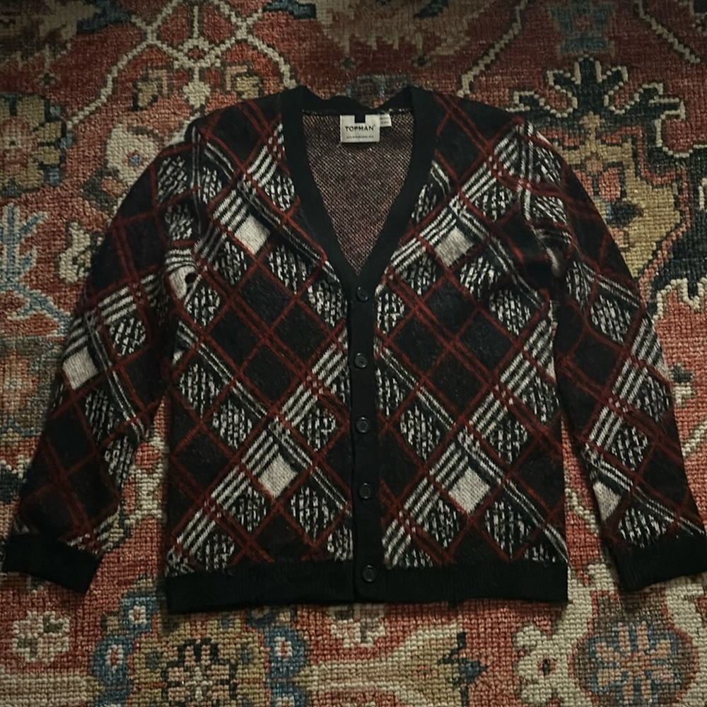 Men’s vintage plaid cardigan size medium